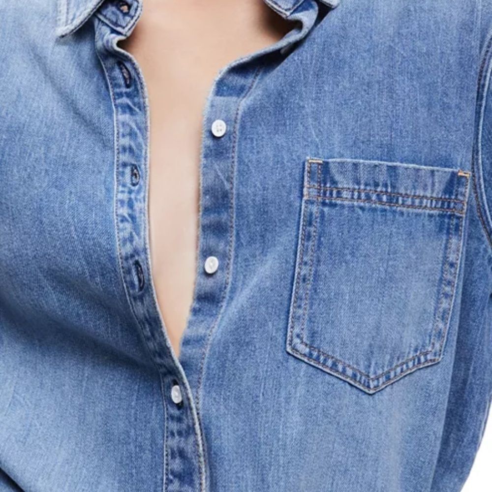 NEW Alice & Olivia Oversize Cotton Blend Denim Button-Up Shirt XL $ 330.00 - Picture 6 of 10